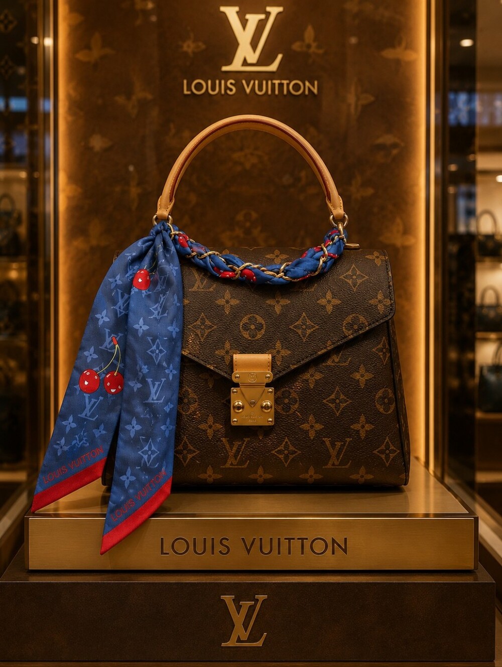 LV Logo Bag Chain Scarf